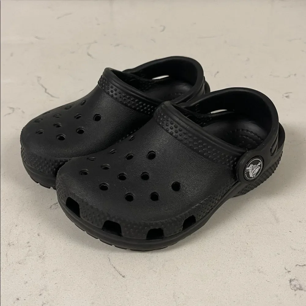 CROCS Kids Black Water Shoes Crocs Little Classic Clog Size 7